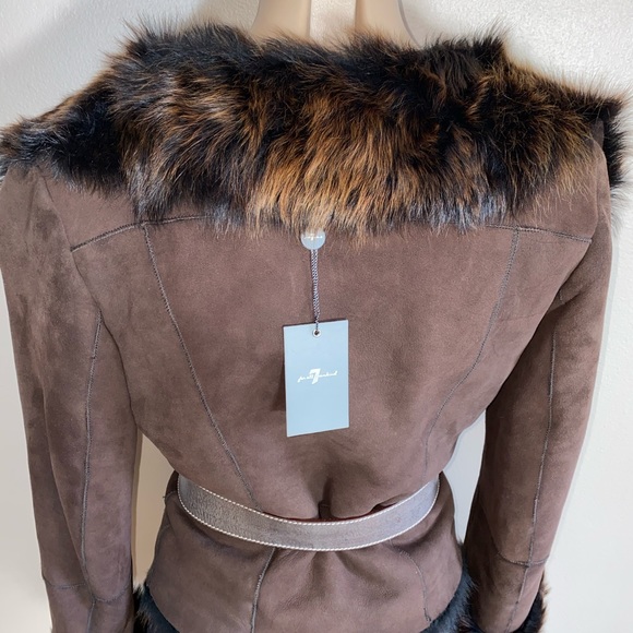 Lamb Shearling Coat 7 For All Mankind Sz S Y2K vintage Old Money Boho Hippie New - Picture 3 of 9